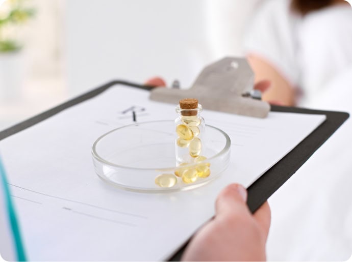 Scientist holding a vial